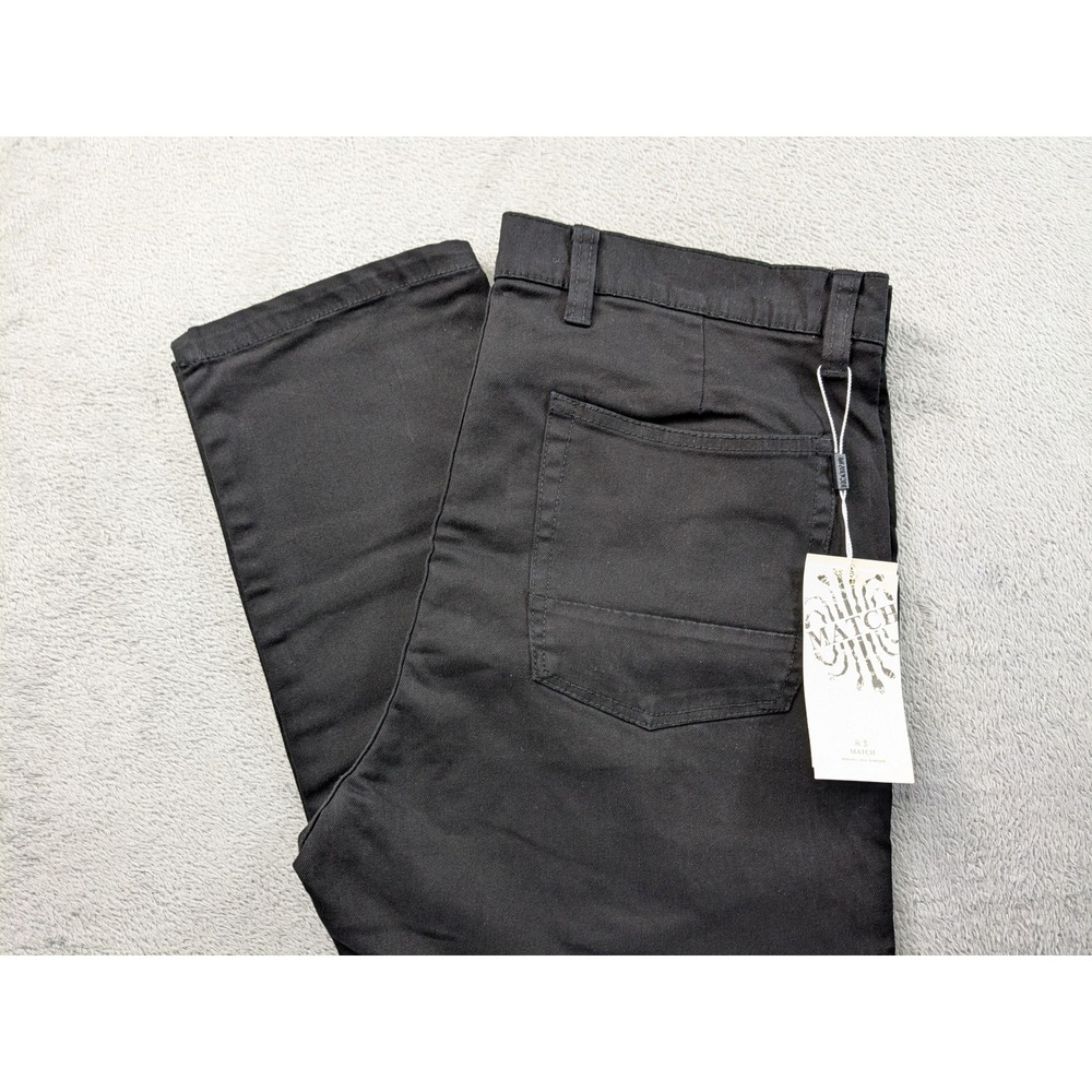 Matchstick Mens Black Casual Chino Pants Straight Leg Stretch Size 34 8105 NEW